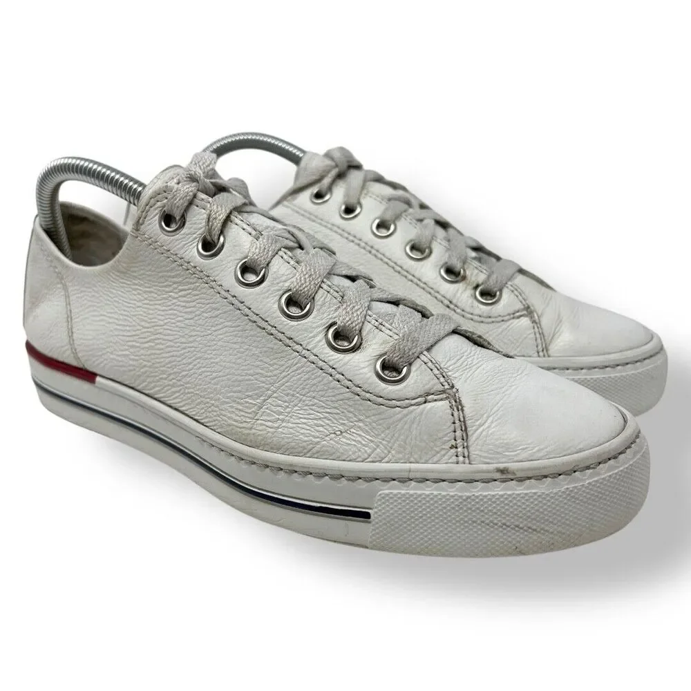 PAUL GREEN Carly Low Top Sneaker leather LACE-UP WHITE SHOES Size 7